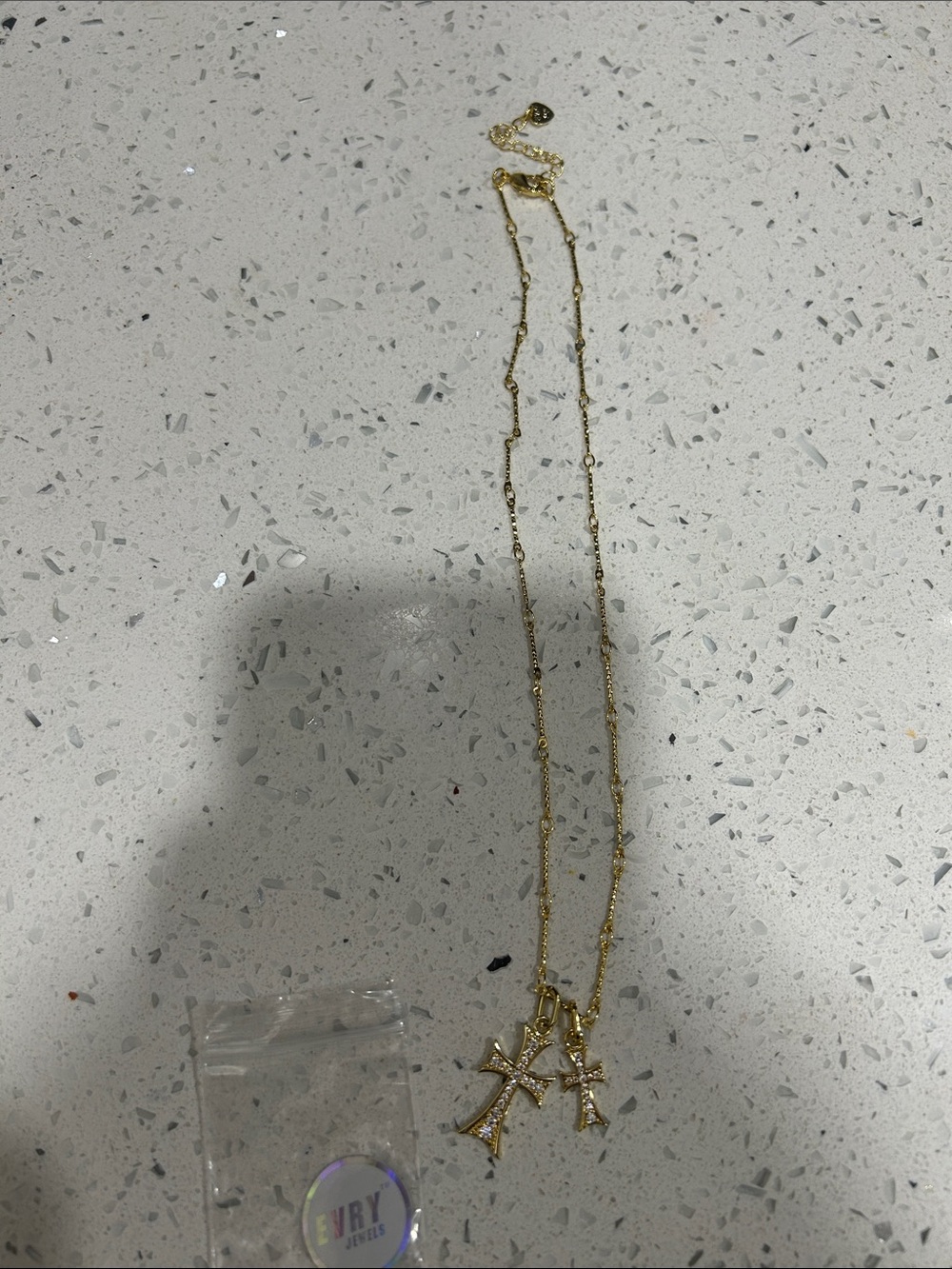 Double Gold Cross Necklace by Evry Jewels - Gold